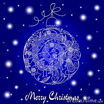 Blue and White Christmas Card Vector Illustration