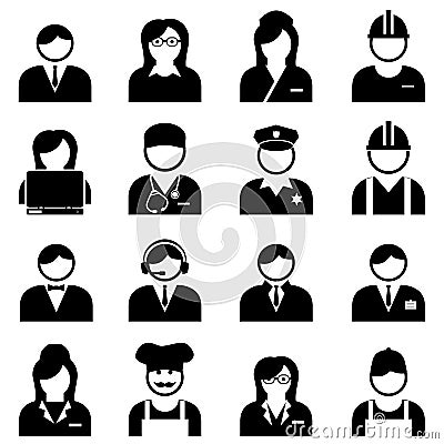 Blue and white collar professionals and workers Vector Illustration