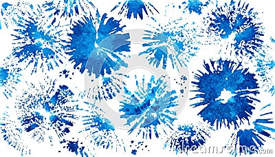 Blue white cornflower background. Fan brush stains. Stock Photo