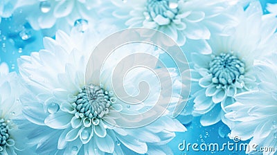 Blue white Dandelion flower and seeds close-up background Stock Photo