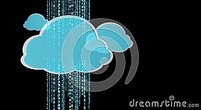 Blue and white digital cloud 3D rendering Stock Photo