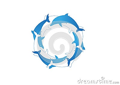 Blue and white dolphins illustration Cartoon Illustration