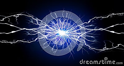 Blue and White Energy Electricy Plasma Power Crackling Fusion Ozone Stock Photo