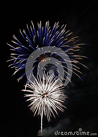 Blue and White Fireworks Stock Photo