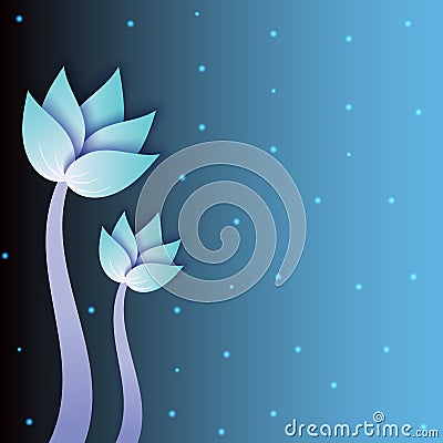 Blue and white flower vertical on gradient background Vector Illustration
