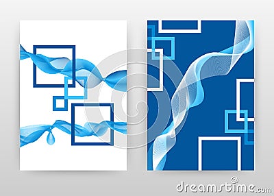 Blue white frames with waved lines design for annual report, brochure, flyer, poster. Waving lined background vector illustration Vector Illustration