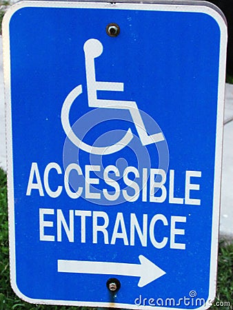 Blue and White Handicap Accessible Sign Stock Photo