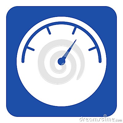 Blue, white information sign - gauge, dial symbol Vector Illustration