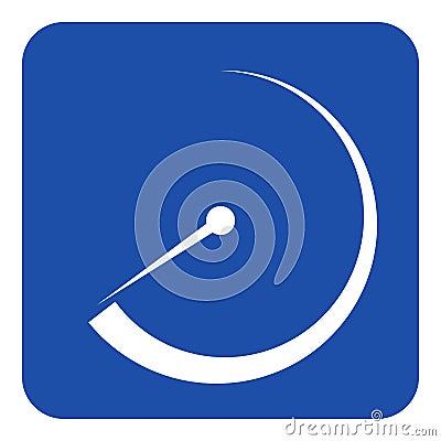 Blue, white information sign - gauge, dial symbol Vector Illustration