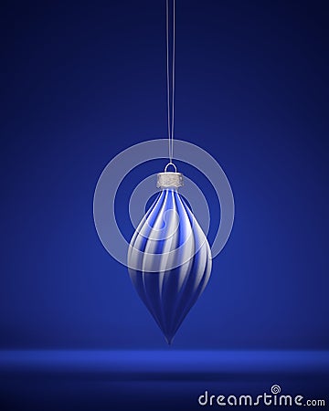 Blue and white matt twisted oblong Christmas ball Stock Photo