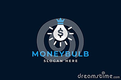 blue white money bulb logo Vector Illustration