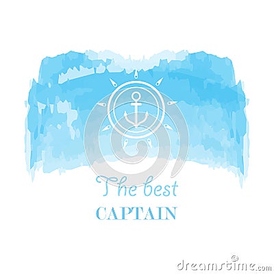 Blue white nautical emblem Vector Illustration