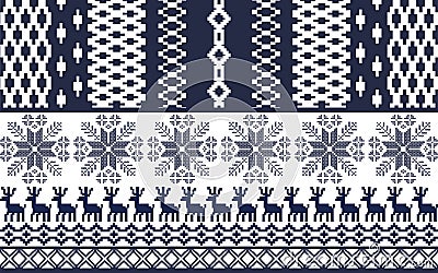 Blue and white Nordic Pattern Vector Illustration