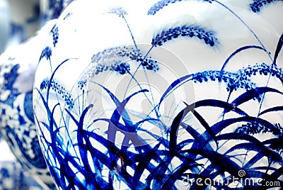 Blue and White Porcelain Stock Photo