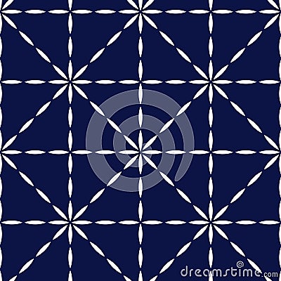 Blue and white quilted fabric geometric seamless pattern, vector Vector Illustration