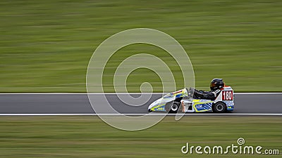 Blue/White Racing Go-Kart Editorial Stock Photo