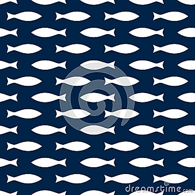 Blue and white simple fish seamless pattern, vector Vector Illustration