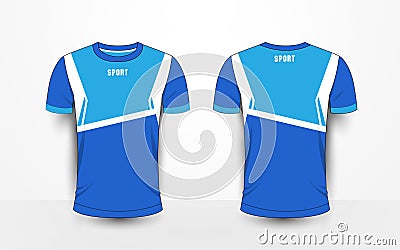 Blue and white sport football kits, jersey, t-shirt design template Vector Illustration