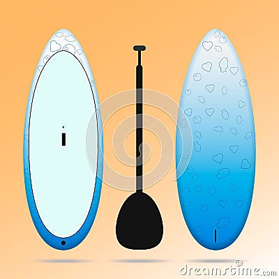 blue white stand up paddle board Vector Illustration