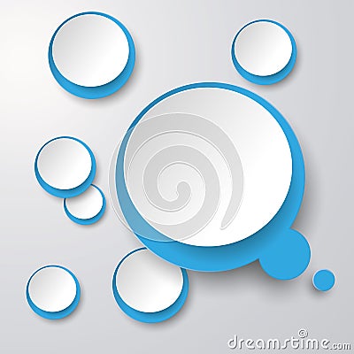 Blue White Thought Bubble With Circles 2 Vector Illustration