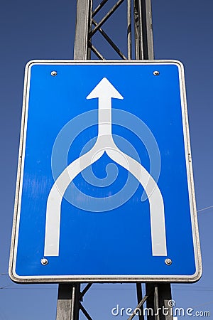 Traffic Merge Sign Stock Photo