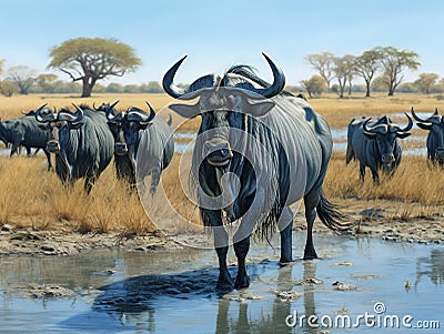 Blue wildebeest Cartoon Illustration