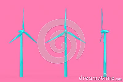 Blue Wind Turbine Windmill in Duotone Style. 3d Rendering Stock Photo