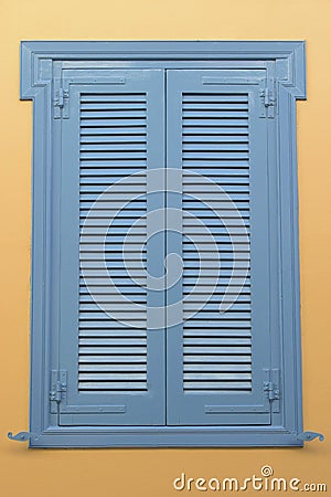 Blue window wooden shutter Stock Photo