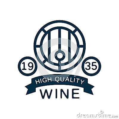 Blue wine label, high quality product vintage logo, design element for menu, winery logo package, winery branding and Vector Illustration