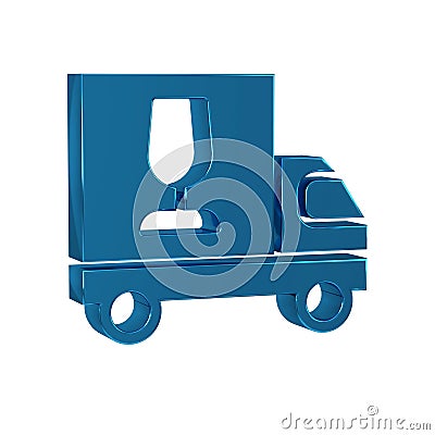 Blue Wine truck icon isolated on transparent background. Fast delivery. Stock Photo