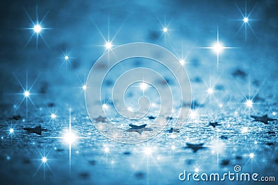 Blue winter background with stars Stock Photo