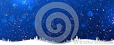 Blue winter Christmas background with snowflakes, light, stars. Xmas and New Year card. Stock Photo