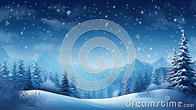 Blue winter fairytale christmas snowy landscape. Stock Photo