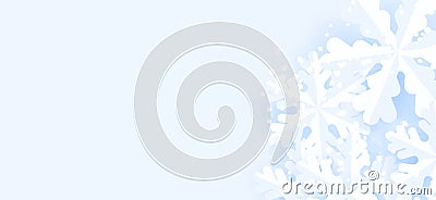 Blue winter horizontal background with snowflakes for web banner and mailing. Vector Illustration