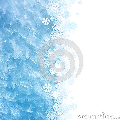 Blue Winter icy macro background with snowflakes ornament Stock Photo