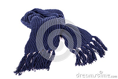 Blue winter scarf isolated on white background Stock Photo