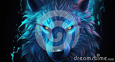 a blue wolf with glowing eyes Stock Photo