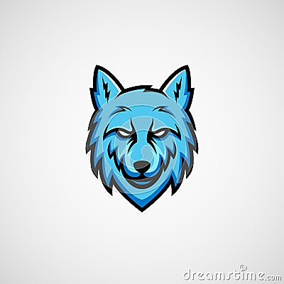 Blue wolf mascot logo vector Vector Illustration