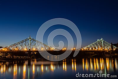 Blue Wonder in Dresden (Loschwitz Bridge) Stock Photo