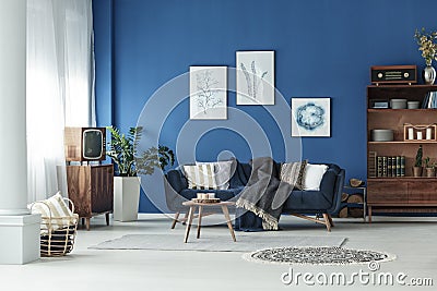 Blue and wooden room Stock Photo