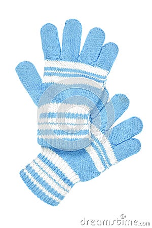 Blue woollen gloves Stock Photo