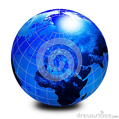 Blue world globe Cartoon Illustration