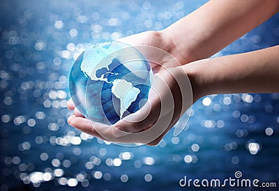 Blue world in the hand - Usa Stock Photo