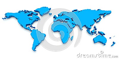 Blue world map. 3D Stock Photo