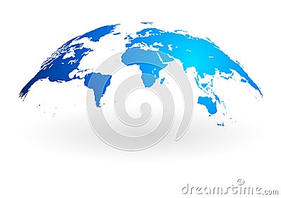Blue world map globe isolated on white background Vector Illustration