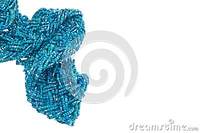 Blue Woven Bead Border or Background Stock Photo