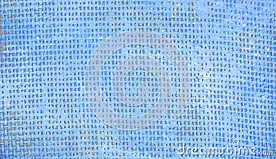 Blue woven fabric, painted with light oil paint. Texture, background Stock Photo