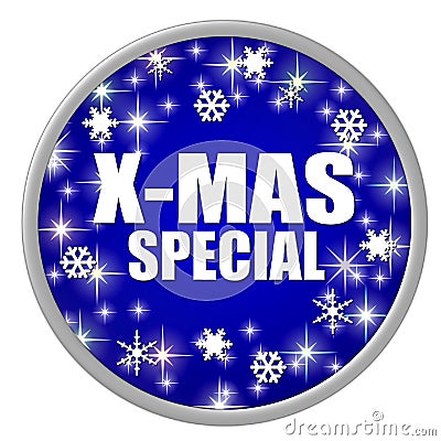 Blue X-mas special button Stock Photo