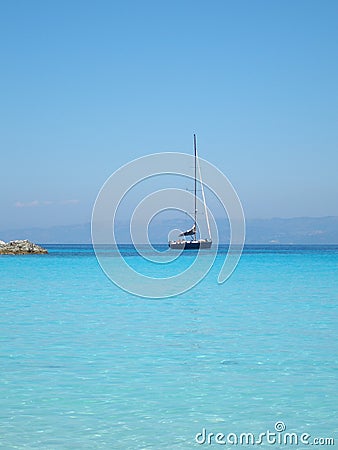 Blue Yacht, Anti-Paxos, Greece Stock Photo