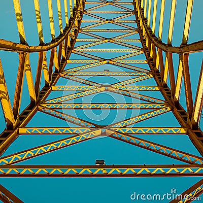 Blue and yellow abstract construction. Stock Photo
